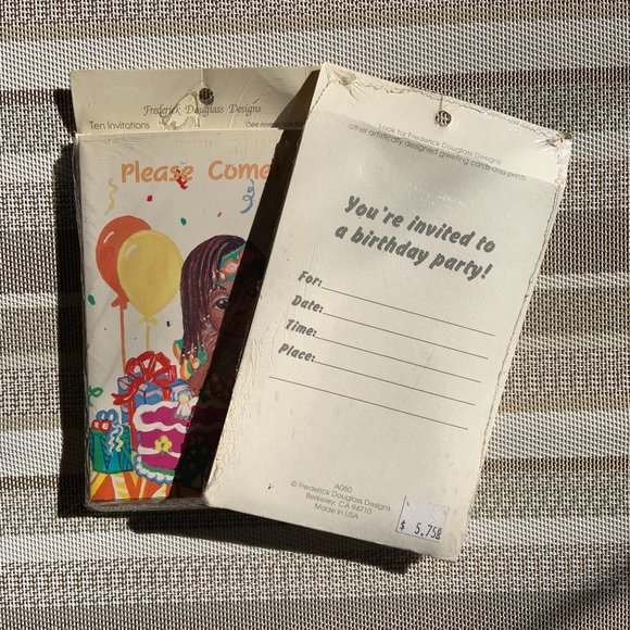 Vintage Fredrick Douglass Design " Birthday Party Invitations" - 2 Pack - Picture 2 of 2